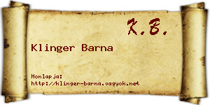 Klinger Barna névjegykártya